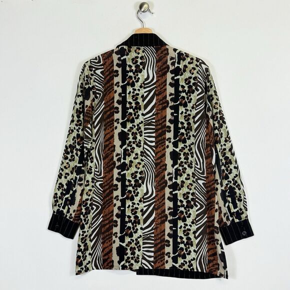 Koos‎ Of Course! Vintage Stripe Animal Print Long Sleeve Shirt Top Women's Small - Picture 5 of 8